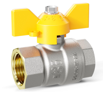 Кран шаровый латунный LD Pride  газ ВР/ВР Ду 15 (1/2") Ру 40 бабочка 